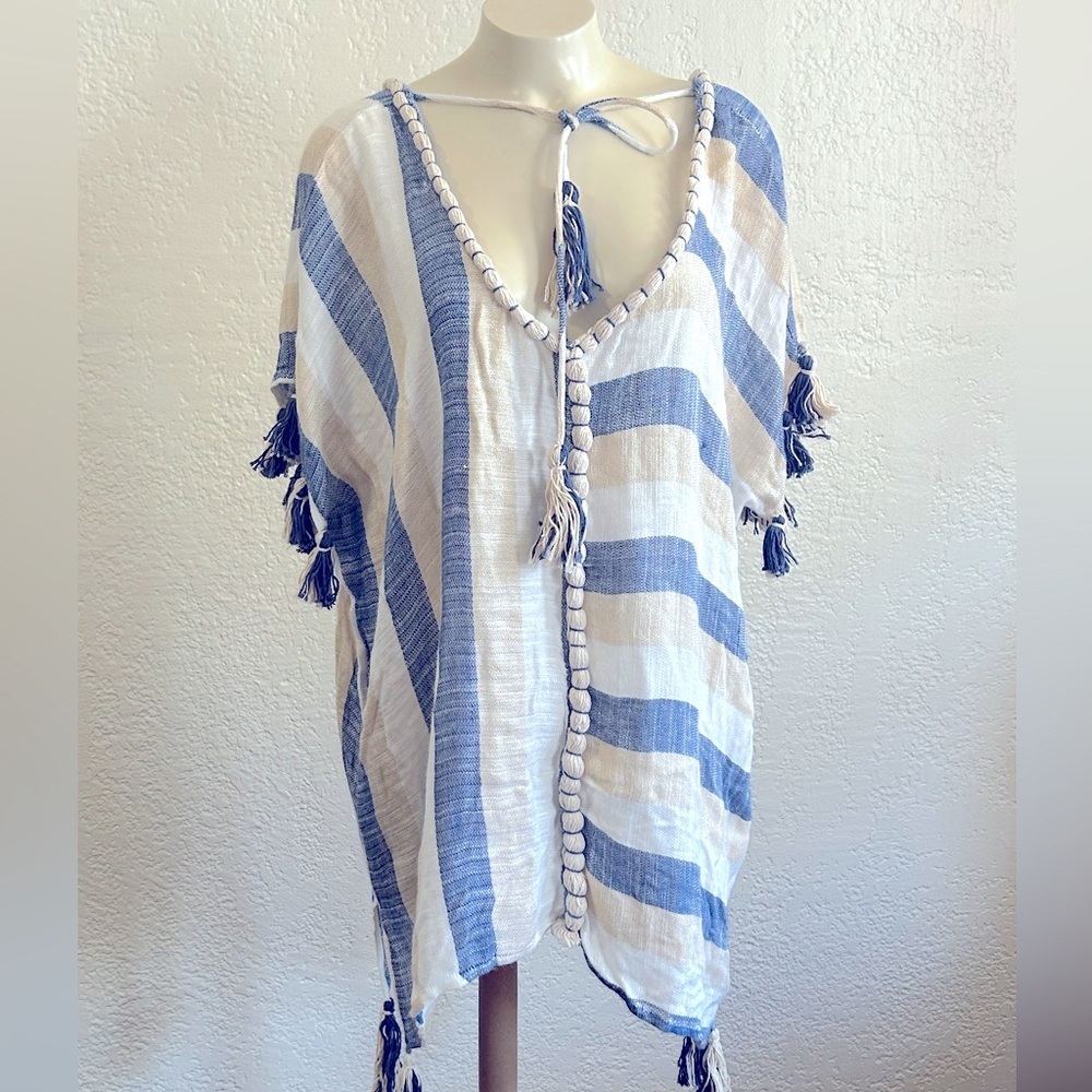 Gypsie Blu Pom Pom 100% rayon cover up top SZ SMALL NWT - Picture 2 of 14